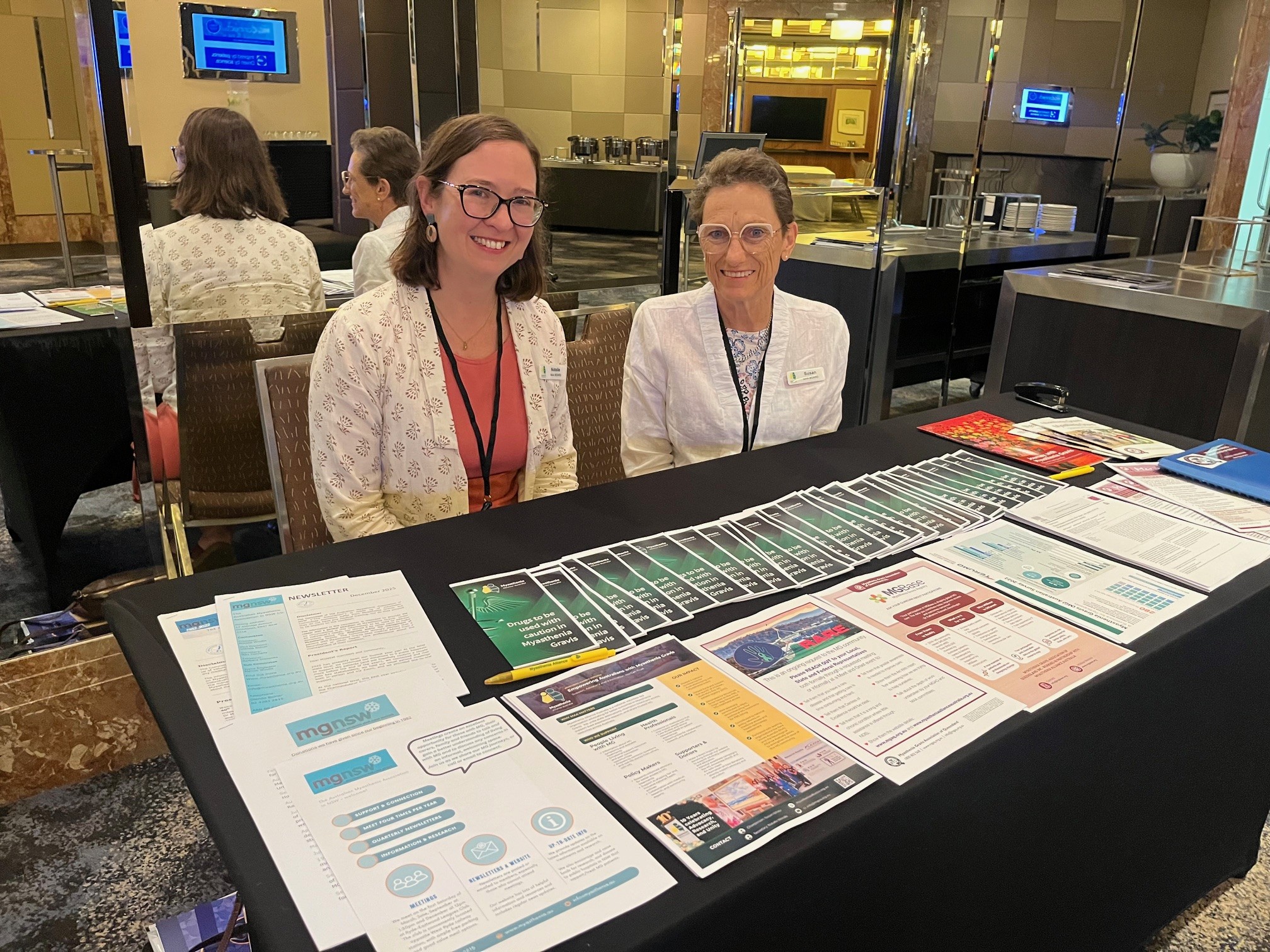 Susan White and Natalie Windle promoting Myasthenia Alliance Australia to event attendees