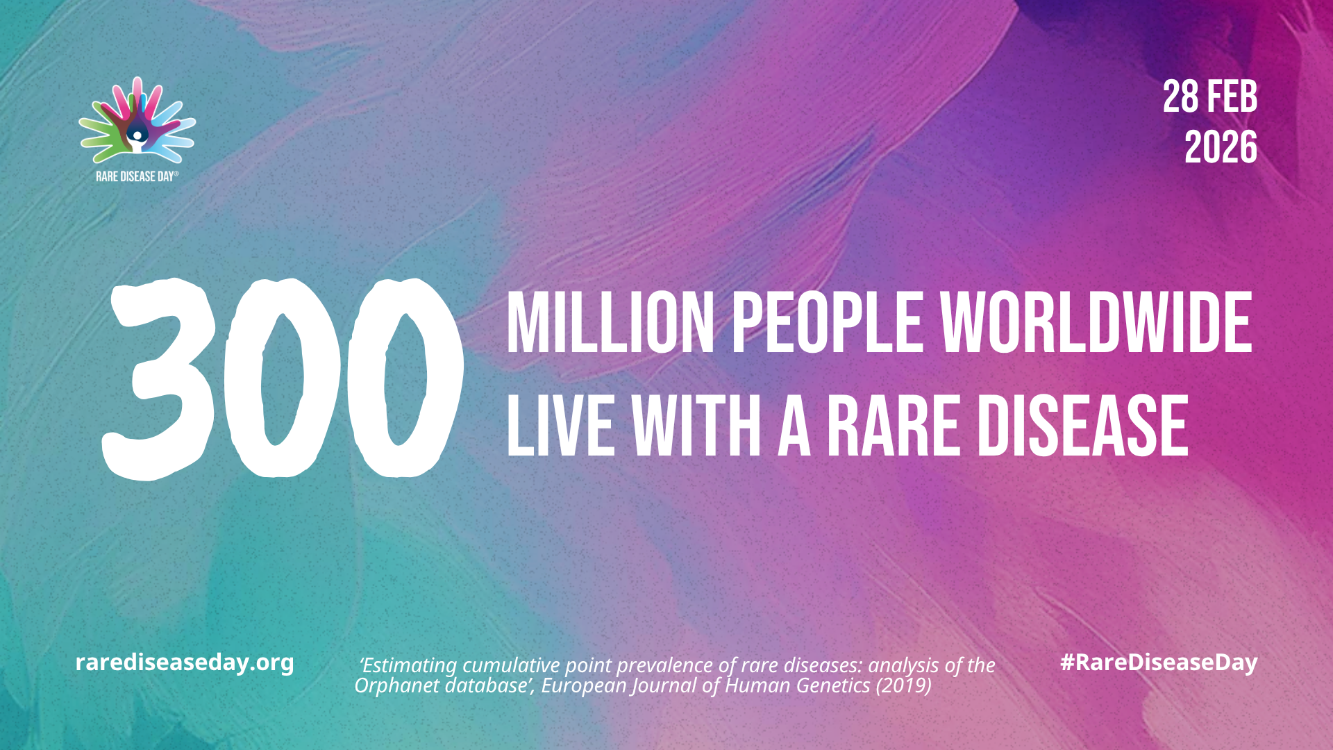 Rare Disease Day 2026 graphic showing 300 million people worldwide live with a rare disease – supported by Myasthenia Alliance Australia